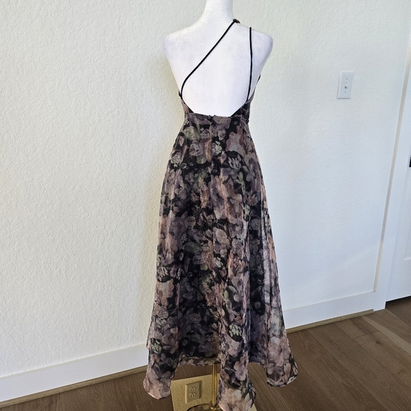 Lulu's Garden of Glamour Black Floral One-Shoulder Maxi Dress XS - Picture 7 of 14